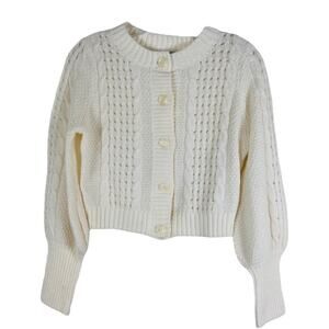 Wild Fable cream cropped button cable knit cardigan sweater XS